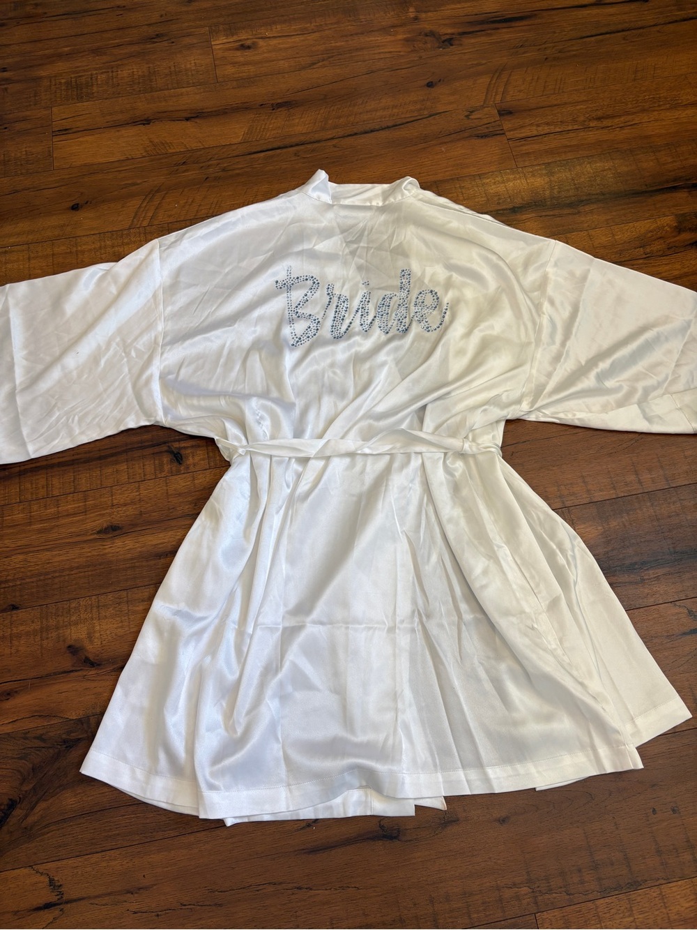 Victoria's Secret White Satin Bride Robe Rhinestone Bling Bridal Kimono OS